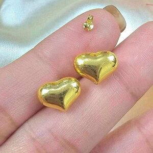 18k SD Gold Heart Plain Stampd Gold Heart Earrings 💯 Real Gold Pawnable